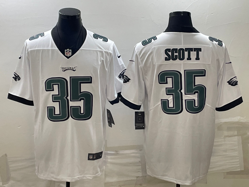 Men's Philadelphia Eagles Boston Scott #35 White Game Jersey1
