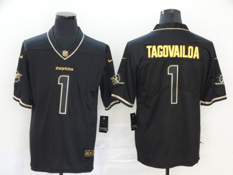 Men's Miami Dolphins #1 Tua Tagovailoa Black Game Jersey1