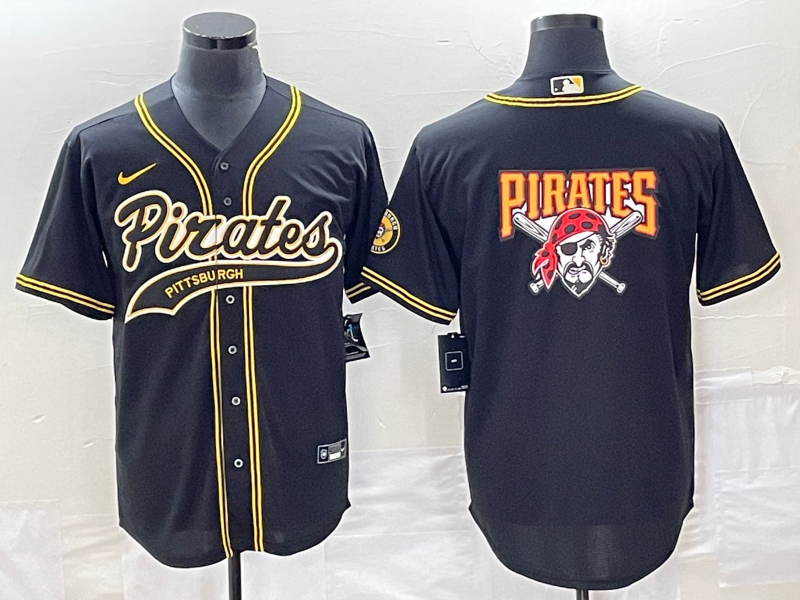 Men's Pittsburgh Pirates Black Replica Team Jersey1 Joint Edition