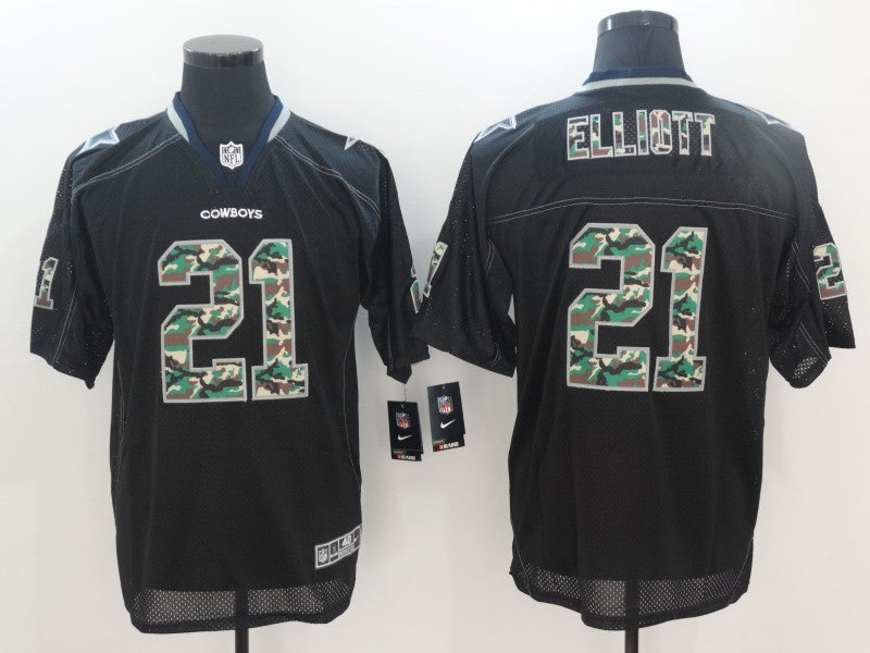Men's Dallas Cowboys Ezekiel Elliott #21 Black Alternate Player Jersey1