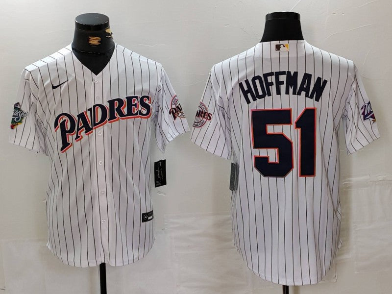 Men's San Diego Padres Trevor Hoffman #51 White Replica Player Jersey1