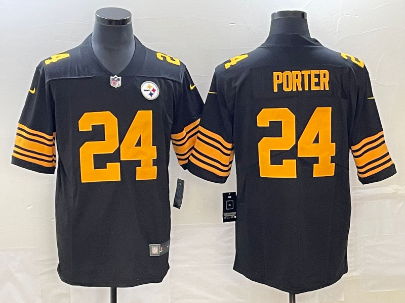 Men's Pittsburgh Steelers Joey Porter Jr. #24 Black Game Player Jersey1