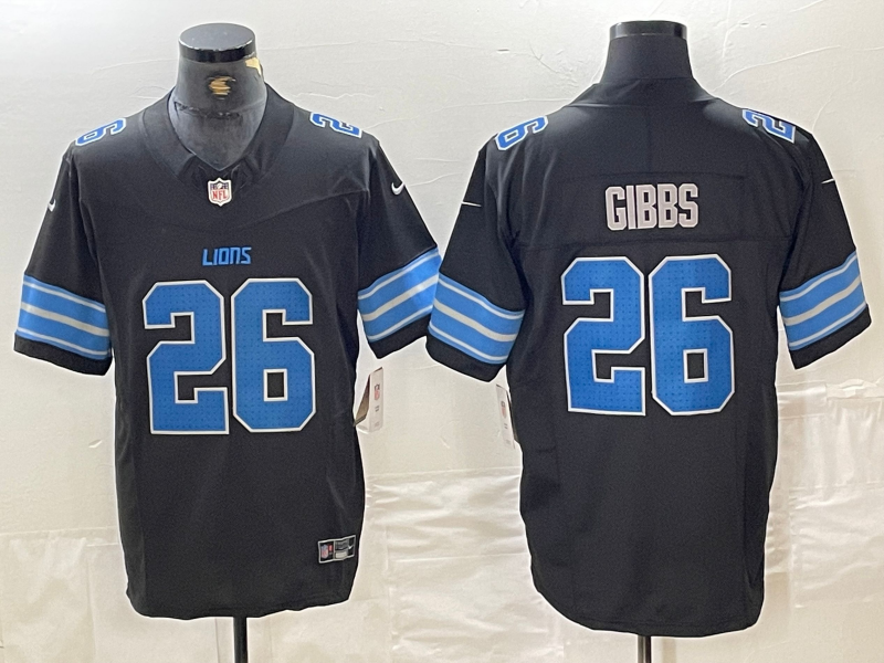 Men's Detroit Lions Jahmyr Gibbs #26 Black Vapor F.U.S.E. Limited Jersey1