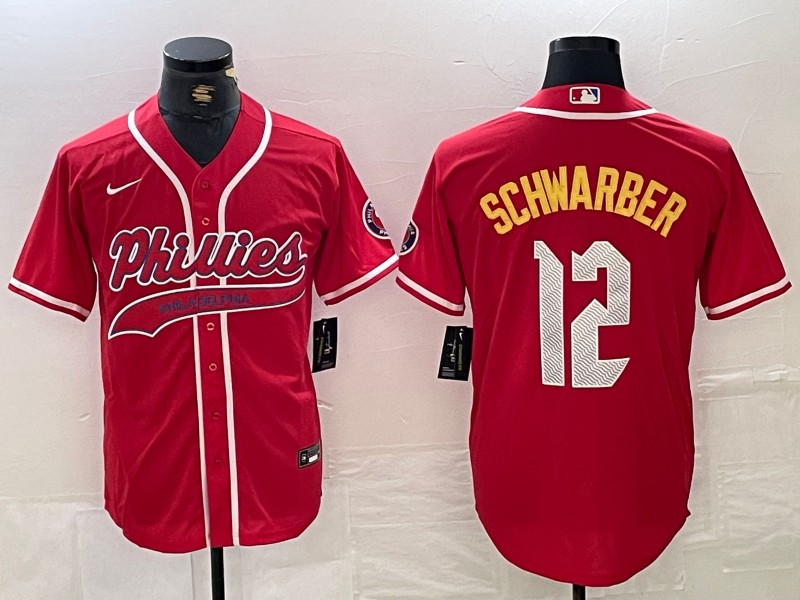 Men's Philadelphia Phillies Kyle Schwarber #12 Red Player Jersey1 Joint Edition