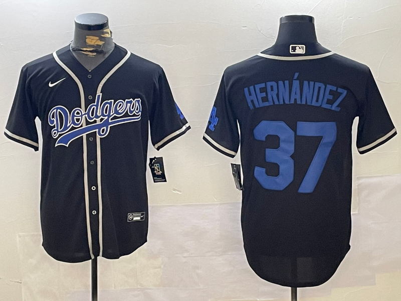 Men's Los Angeles Dodgers Teoscar Hernandez #37 Black Replica Player Jersey
