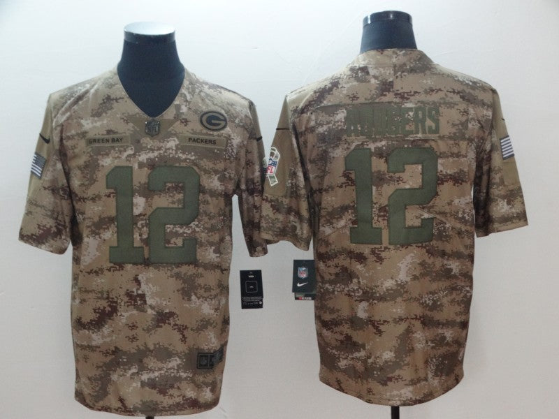 Men's Green Bay Packers Aaron Rodgers #12 Gray Camouflage Game Jersey1