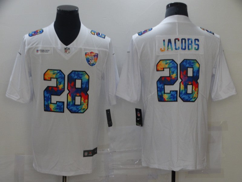 Men's Las Vegas Raiders Josh Jacobs #28 White Player Jersey1