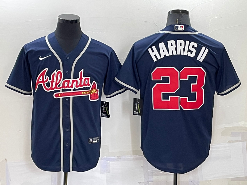 Men's Atlanta Braves Michael Harris II #23 Navy Replica Baseball Jersey1