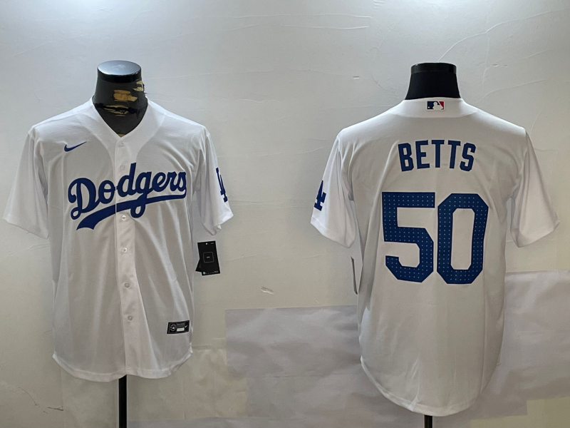 Men's Los Angeles Dodgers Mookie Betts White Game Jersey1