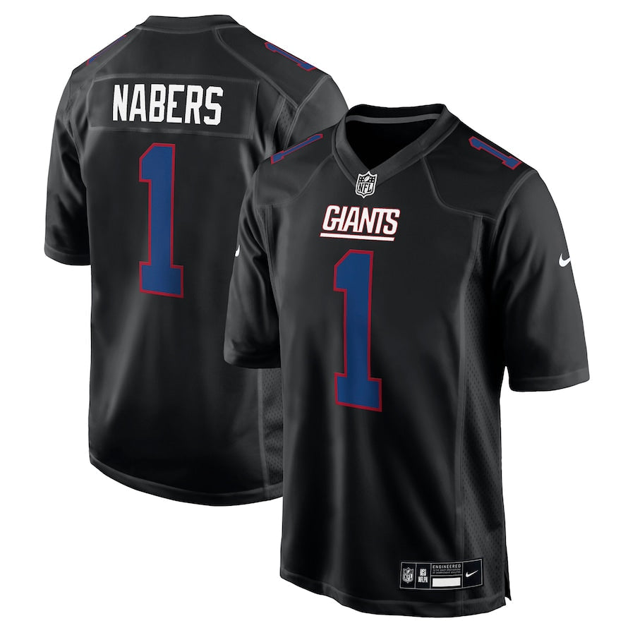 Men's New York Giants Malik Nabers Nike Carbon Black Fashion Jersey