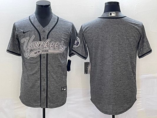 Men's New York Yankees Gray Replica Blank Jersey1 Joint Edition