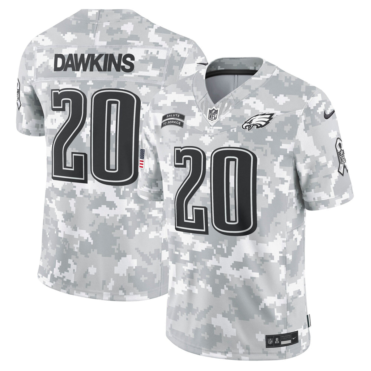 Brian Dawkins Philadelphia Eagles Nike 2024 Salute to Service Retired   Limited Jersey - Arctic Camo