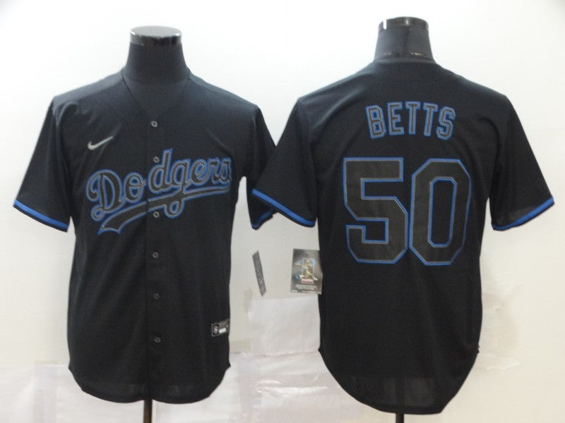 Men's Los Angeles Dodgers Mookie Betts #50 Black Stitched Game Jersey1