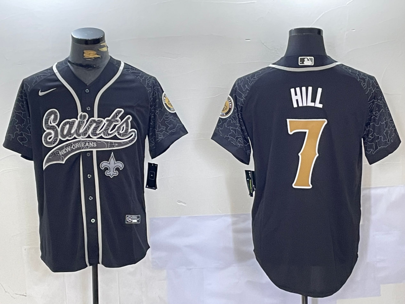 Men's New Orleans Saints Taysom Hill #7 Black RFLCTV Limited Jersey1