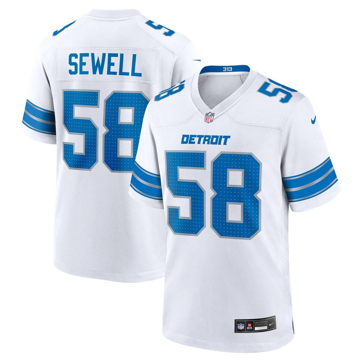 Penei Sewell Detroit Lions Nike Game Jersey -  White