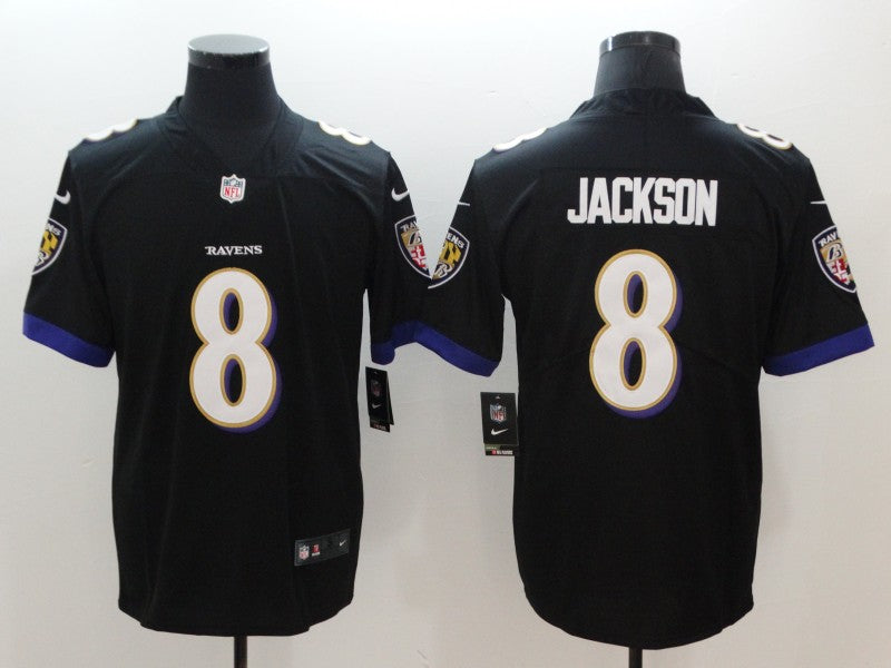 Men's Baltimore Ravens Lamar Jackson #8 Black Game Jersey1