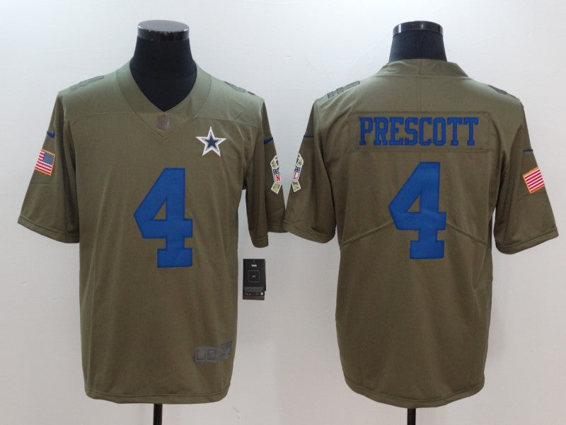 Men's Dallas Cowboys Dak Prescott #4 Brown Authentic Game Jersey1
