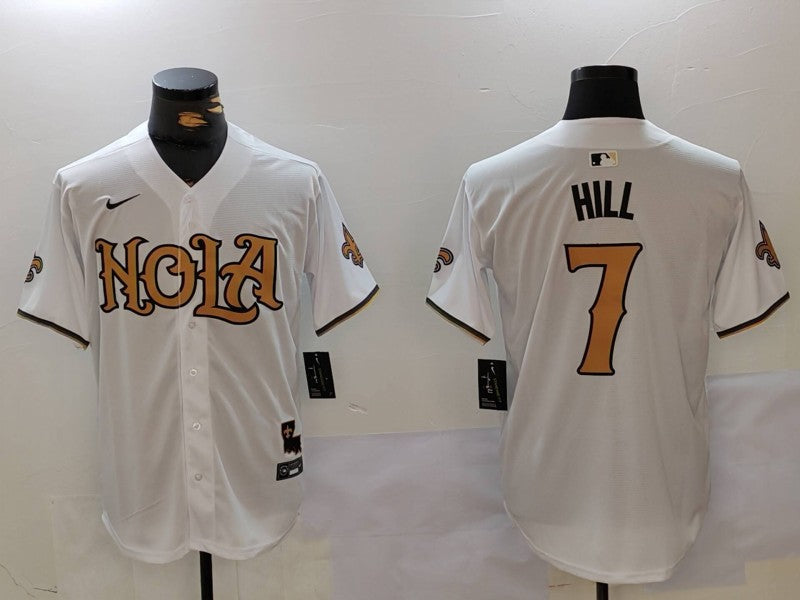Men's New Orleans Saints Taysom Hill #7 White Game Player Jersey1
