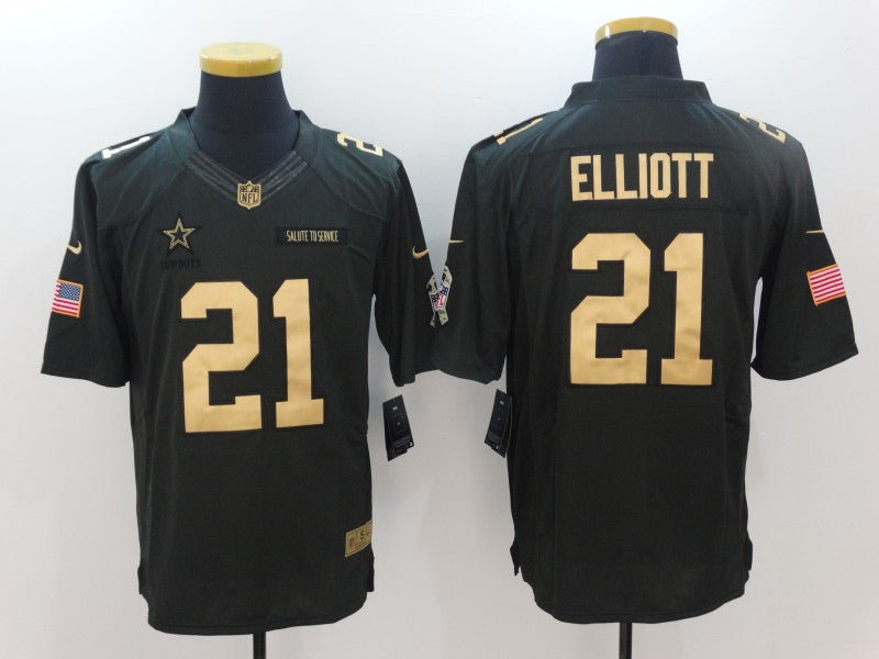 Men's Dallas Cowboys #21 Ezekiel Elliott Black Authentic Player Jersey1