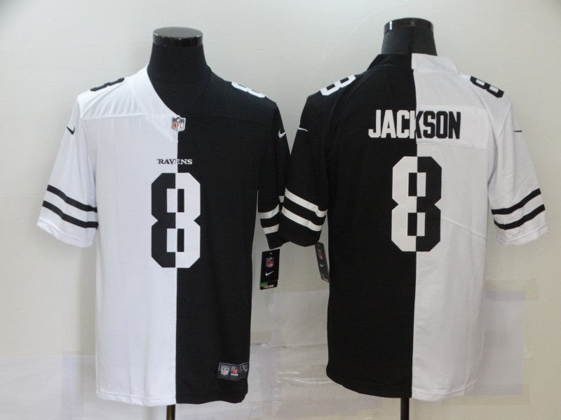 Men's Baltimore Ravens Lamar Jackson #8 Black/White Game Jersey1
