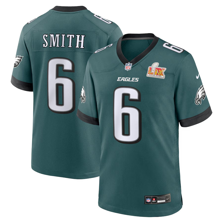 Men's Philadelphia Eagles DeVonta Smith Nike Midnight Green Super Bowl LIX Game Player Jersey