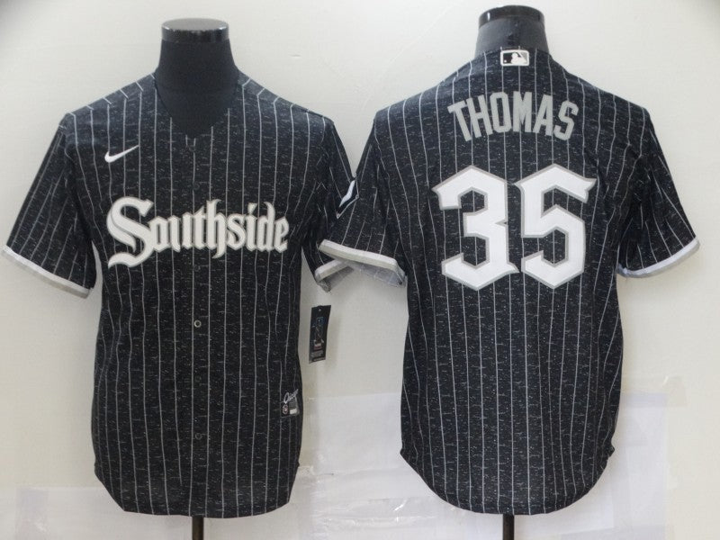 Men's Chicago White Sox Frank Thomas #35 Black Stitched Jersey1