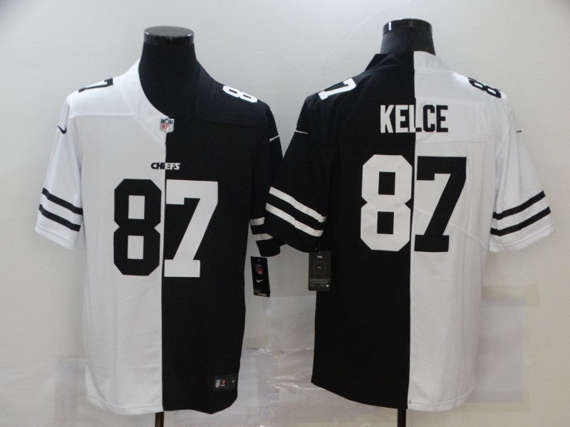 Men's Kansas City Chiefs Travis Kelce #87 Black/White Game Jersey1