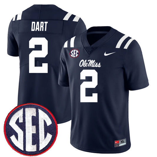 Jaxson Dart Ole Miss Rebels Jersey - Navy