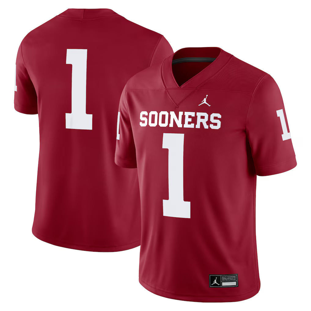 #1 Oklahoma Sooners Game Jersey - Crimson