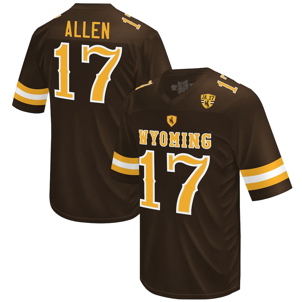 Josh Allen Wyoming Cowboys Original Retro Brand Throwback Football Jersey - Brown